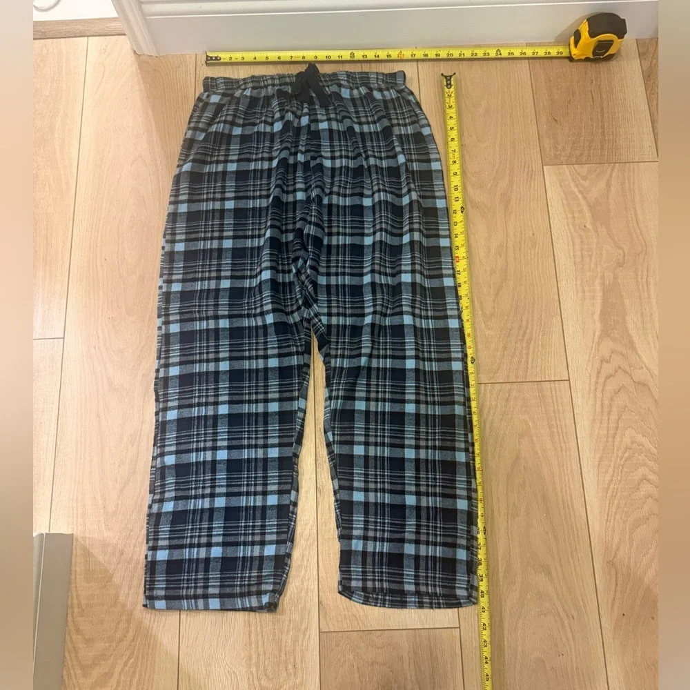 💙👉Men’s Plaid Pajama Pants | Drawstring Lounge Sleep Pants Blue Relaxed Fit